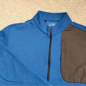 Adidas Men’s Pullover 1/4 Quarter Zip Blue Black Long Sleeve Zip‎ Pocket Sz M
